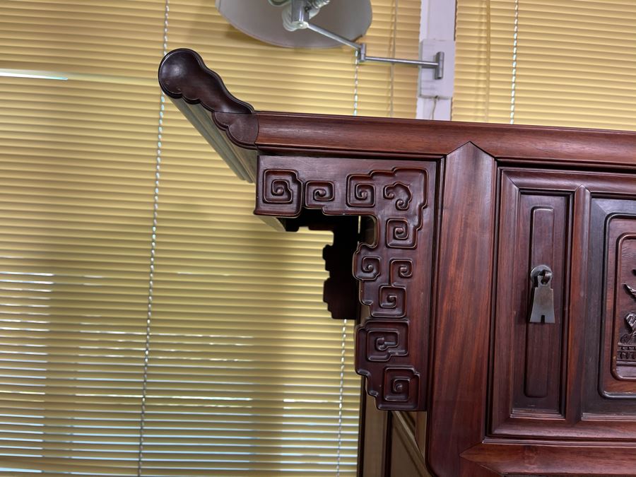 Stunning Antique Chinese Rosewood Altar Cabinet Sideboard 64W X 22D X 36.5H [Photo 13]