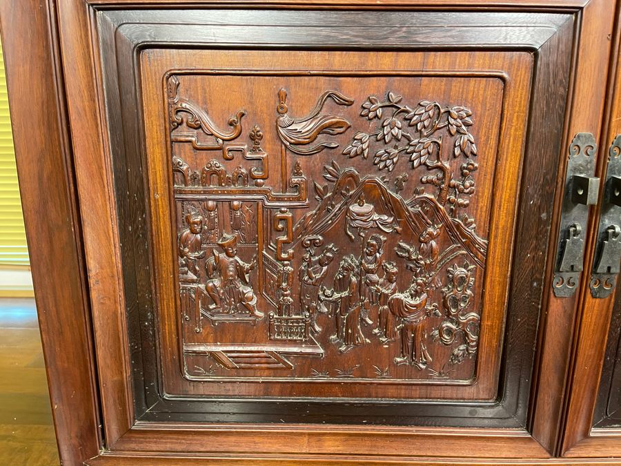 Stunning Antique Chinese Rosewood Altar Cabinet Sideboard 64W X 22D X 36.5H [Photo 8]