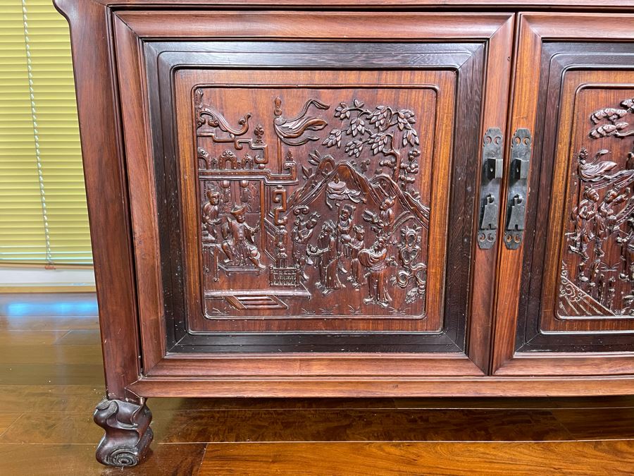 Stunning Antique Chinese Rosewood Altar Cabinet Sideboard 64W X 22D X 36.5H [Photo 7]