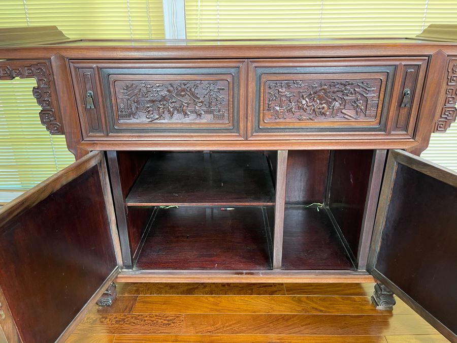 Stunning Antique Chinese Rosewood Altar Cabinet Sideboard 64W X 22D X 36.5H [Photo 20]