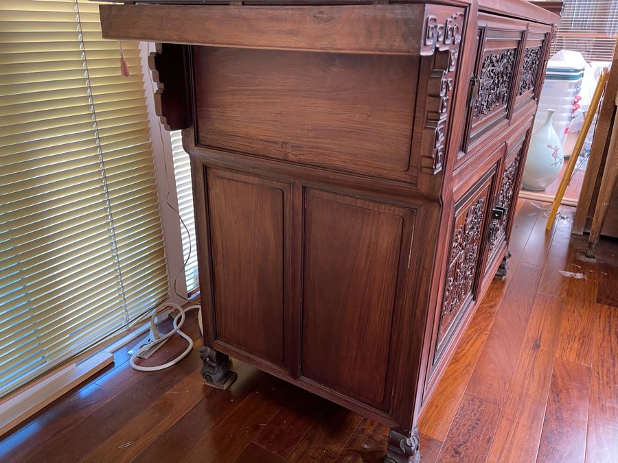 Stunning Antique Chinese Rosewood Altar Cabinet Sideboard 64W X 22D X 36.5H [Photo 17]