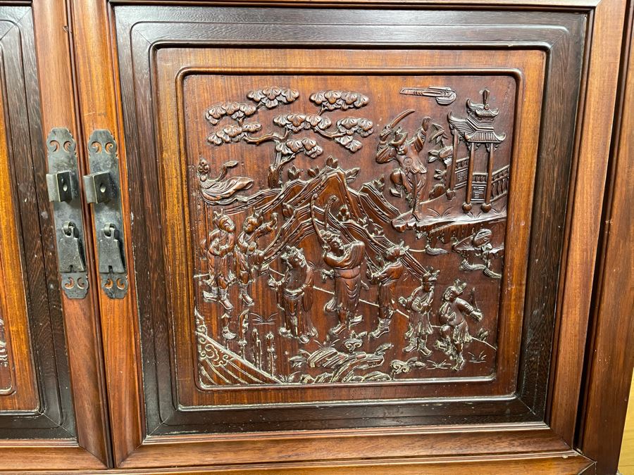 Stunning Antique Chinese Rosewood Altar Cabinet Sideboard 64W X 22D X 36.5H [Photo 9]