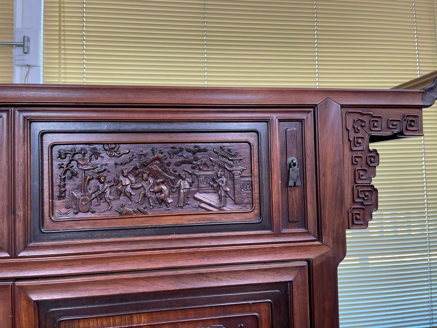 Stunning Antique Chinese Rosewood Altar Cabinet Sideboard 64W X 22D X 36.5H [Photo 10]