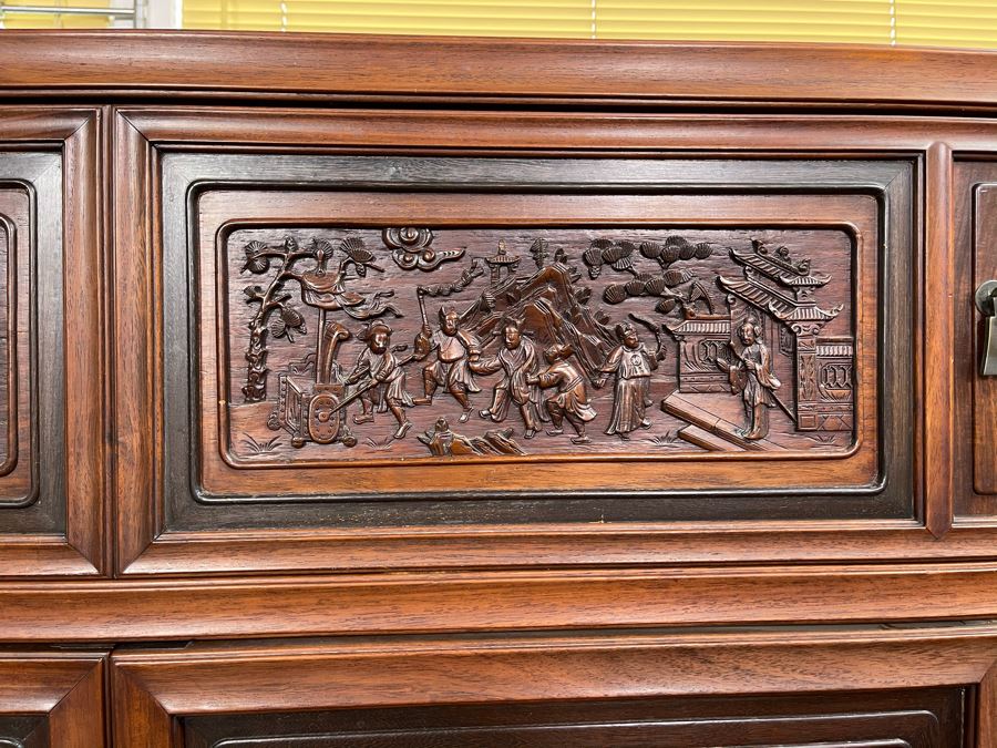 Stunning Antique Chinese Rosewood Altar Cabinet Sideboard 64W X 22D X 36.5H [Photo 11]