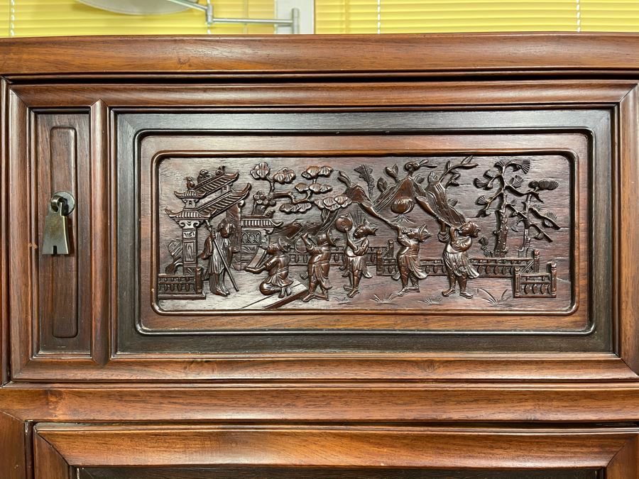 Stunning Antique Chinese Rosewood Altar Cabinet Sideboard 64W X 22D X 36.5H [Photo 12]