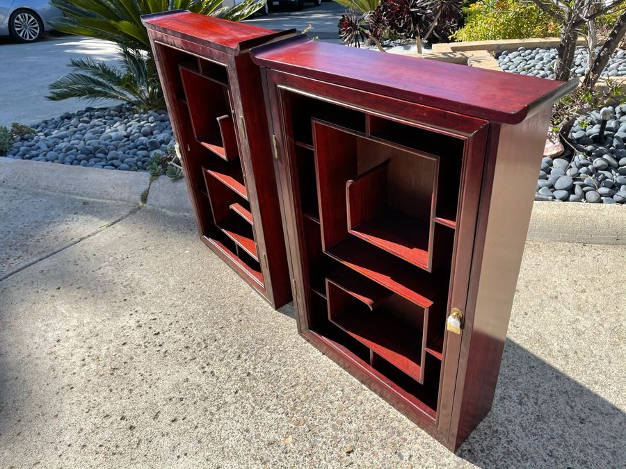Pair Of Rosewood Display Cabinets Never Used (One Has Chip On Top Corner As Shown In Photos) Each 22.5W X 6D X 30H [Photo 5]