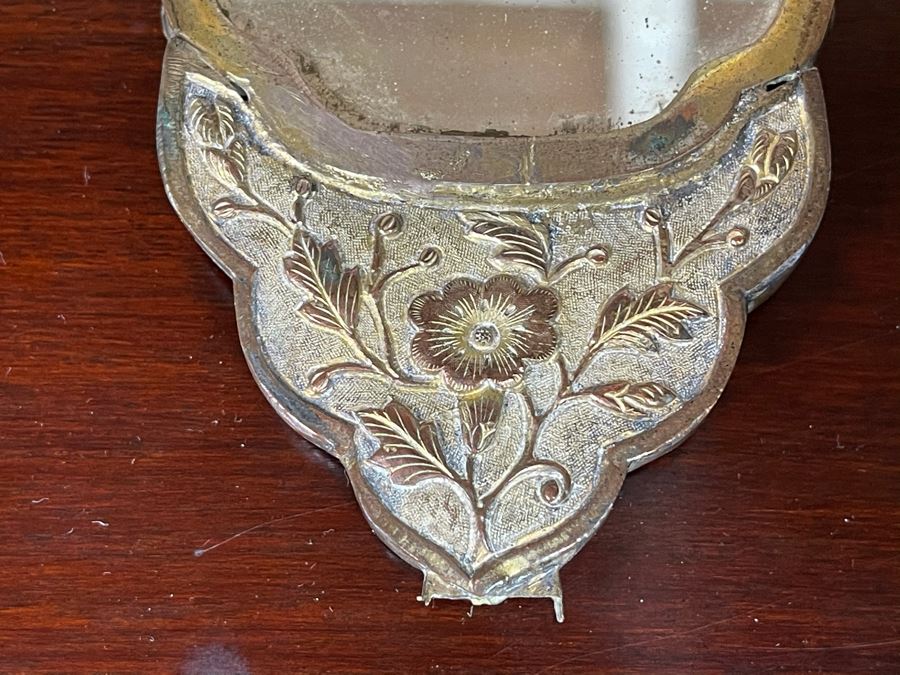 Antique Asian Hand Held Mirror With Semi Precious Stones (Missing Handle) 3.5W X 6H [Photo 12]