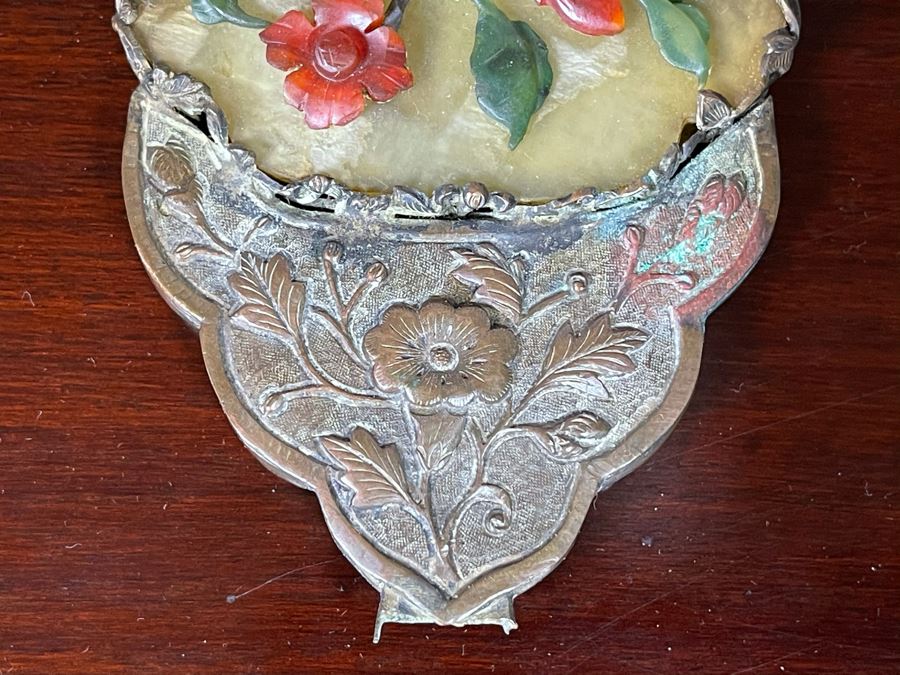 Antique Asian Hand Held Mirror With Semi Precious Stones (Missing Handle) 3.5W X 6H [Photo 7]