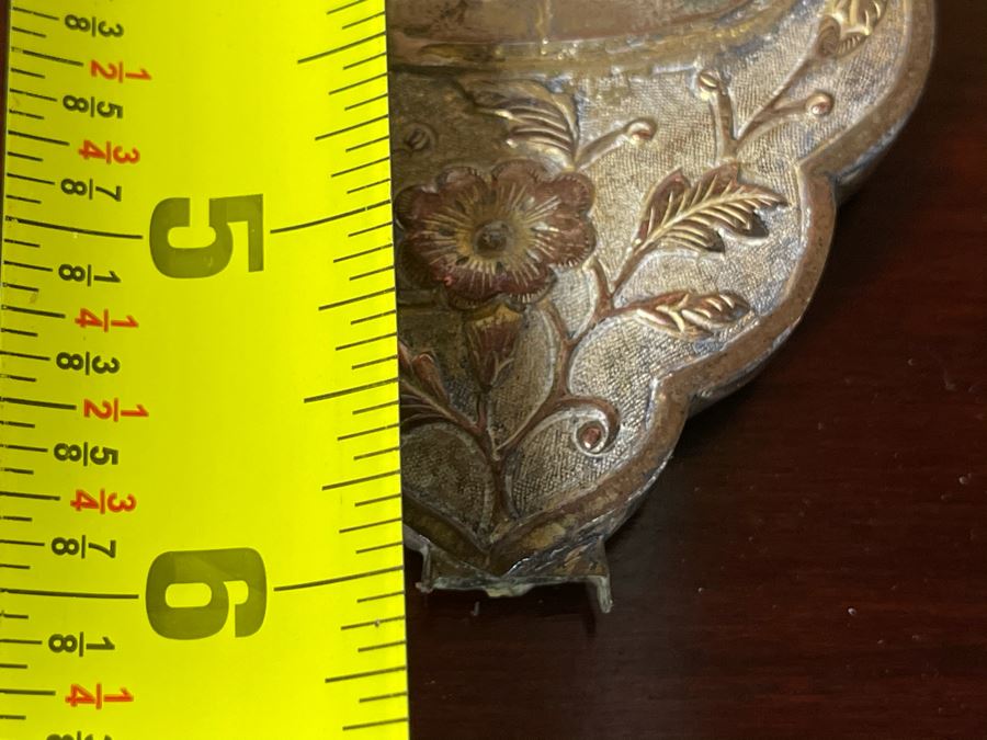 Antique Asian Hand Held Mirror With Semi Precious Stones (Missing Handle) 3.5W X 6H [Photo 13]