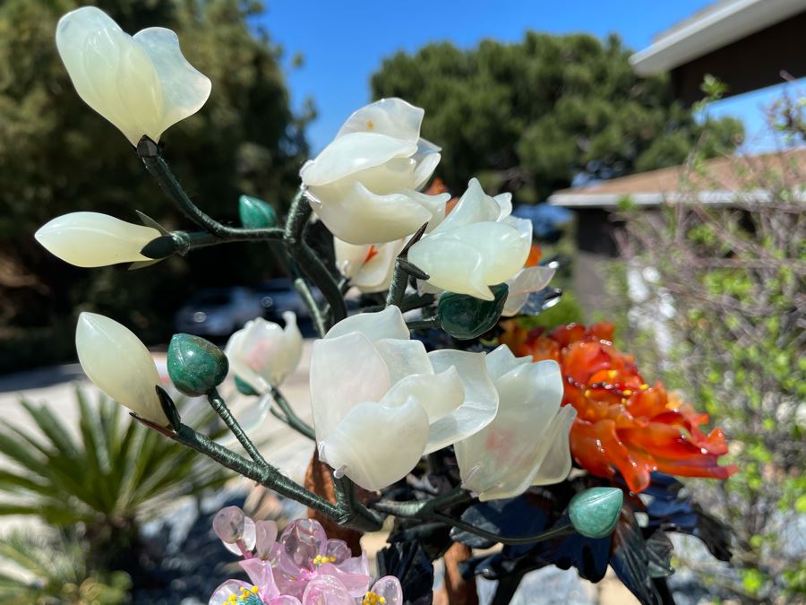 Newly Unwrapped Vintage Jade Tree With Cloisonne Flower Pot 11W X 9D X 15H [Photo 12]