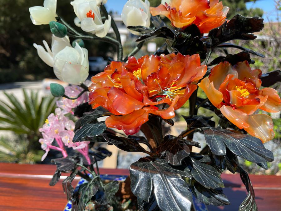 Newly Unwrapped Vintage Jade Tree With Cloisonne Flower Pot 11W X 9D X 15H [Photo 4]