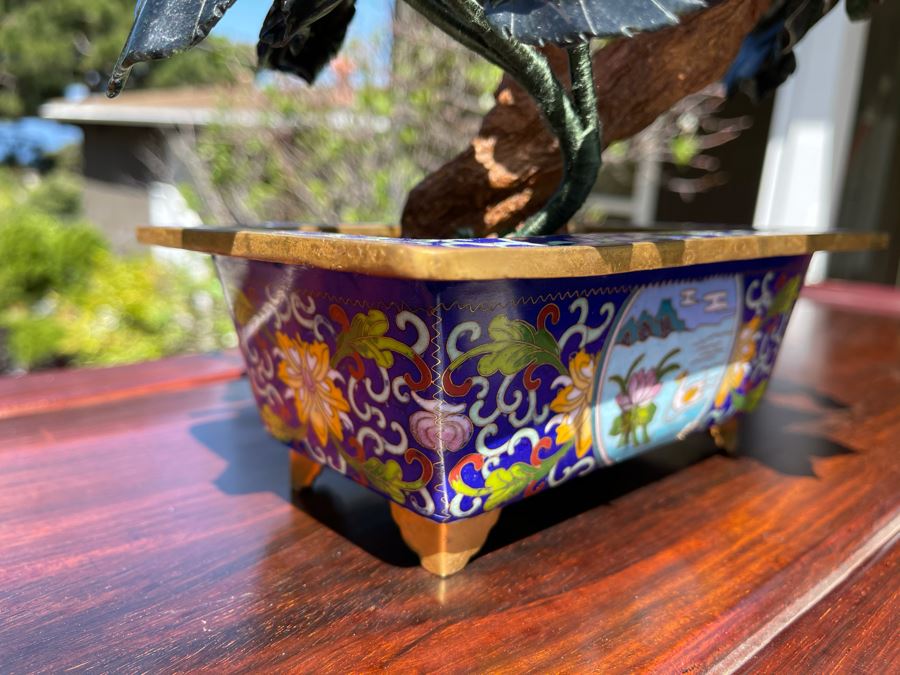 Newly Unwrapped Vintage Jade Tree With Cloisonne Flower Pot 11W X 9D X 15H [Photo 10]