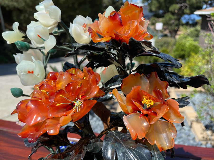 Newly Unwrapped Vintage Jade Tree With Cloisonne Flower Pot 11W X 9D X 15H [Photo 7]