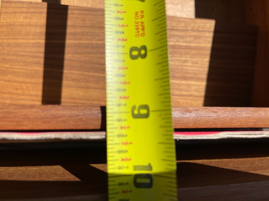 Pair Of New Solid Teak Wall Shelves With Tambour Sliding Doors 18W X 5.5D X 9H  [Photo 4]