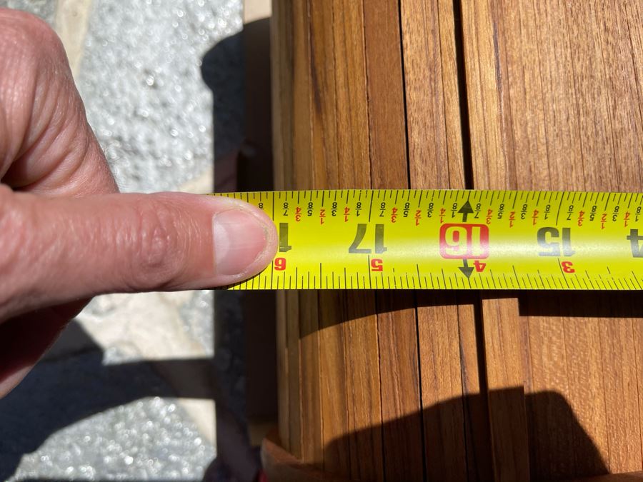 Pair Of New Solid Teak Wall Shelves With Tambour Sliding Doors 18W X 5.5D X 9H  [Photo 3]