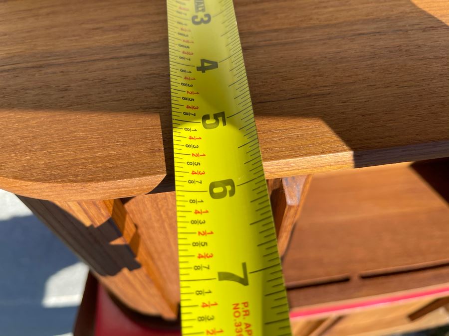 Pair Of New Solid Teak Wall Shelves With Tambour Sliding Doors 18W X 5.5D X 9H  [Photo 5]