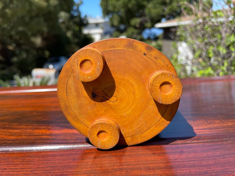 Vintage Asian Hand-Painted Bamboo Culm Signed Artwork (Bamboo Has Several Vertical Cracks) 9H [Photo 7]