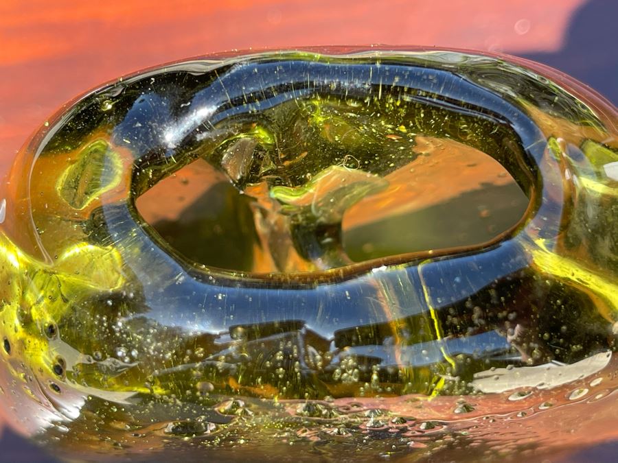 Signed Art Glass Vase Dual Chambers By Michael Baylen (American, 20th Century) 5H [Photo 13]