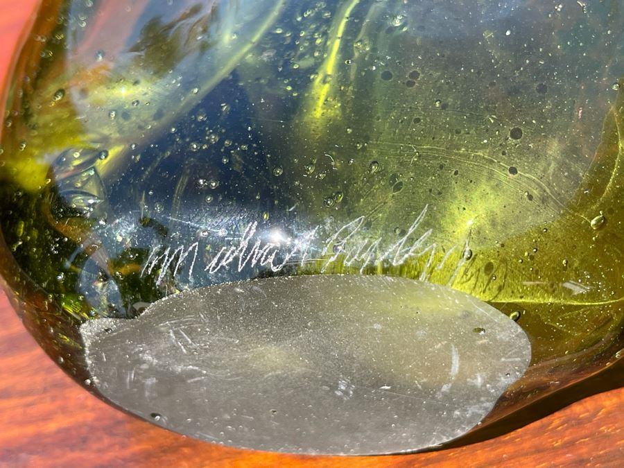 Signed Art Glass Vase Dual Chambers By Michael Baylen (American, 20th Century) 5H [Photo 9]