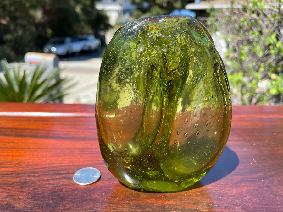 Signed Art Glass Vase Dual Chambers By Michael Baylen (American, 20th Century) 5H [Photo 2]