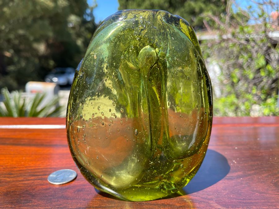 Signed Art Glass Vase Dual Chambers By Michael Baylen (American, 20th Century) 5H [Photo 5]