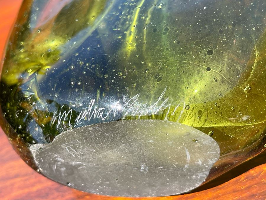 Signed Art Glass Vase Dual Chambers By Michael Baylen (American, 20th Century) 5H [Photo 10]