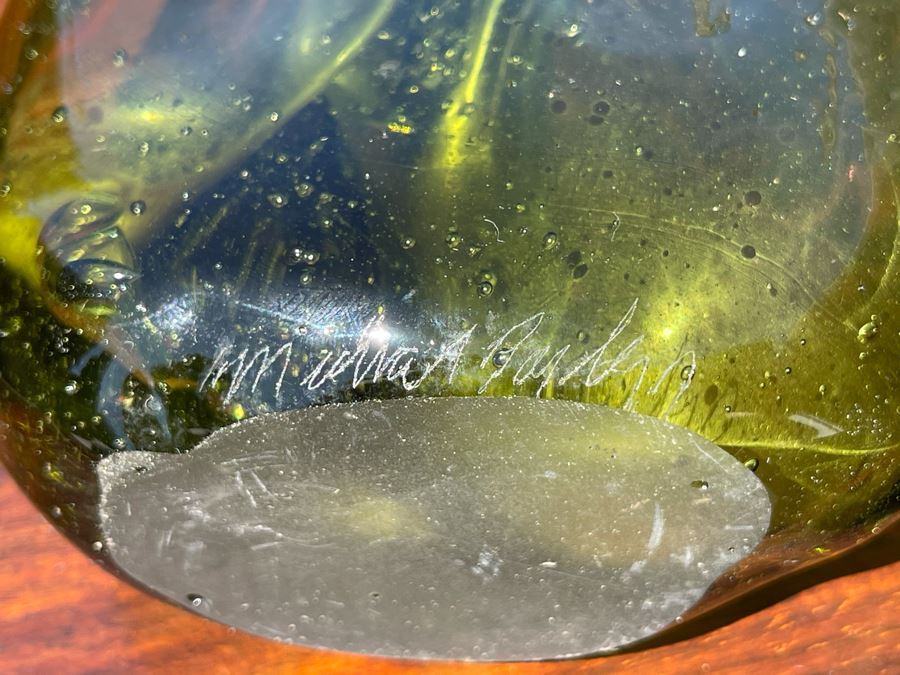 Signed Art Glass Vase Dual Chambers By Michael Baylen (American, 20th Century) 5H [Photo 8]