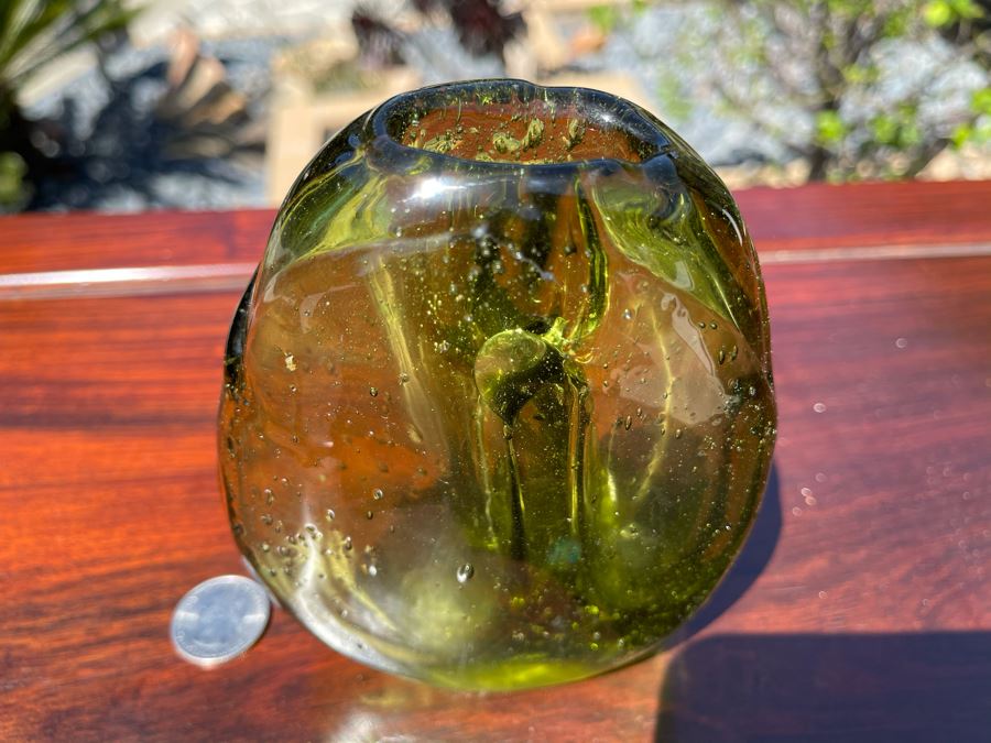 Signed Art Glass Vase Dual Chambers By Michael Baylen (American, 20th Century) 5H [Photo 7]