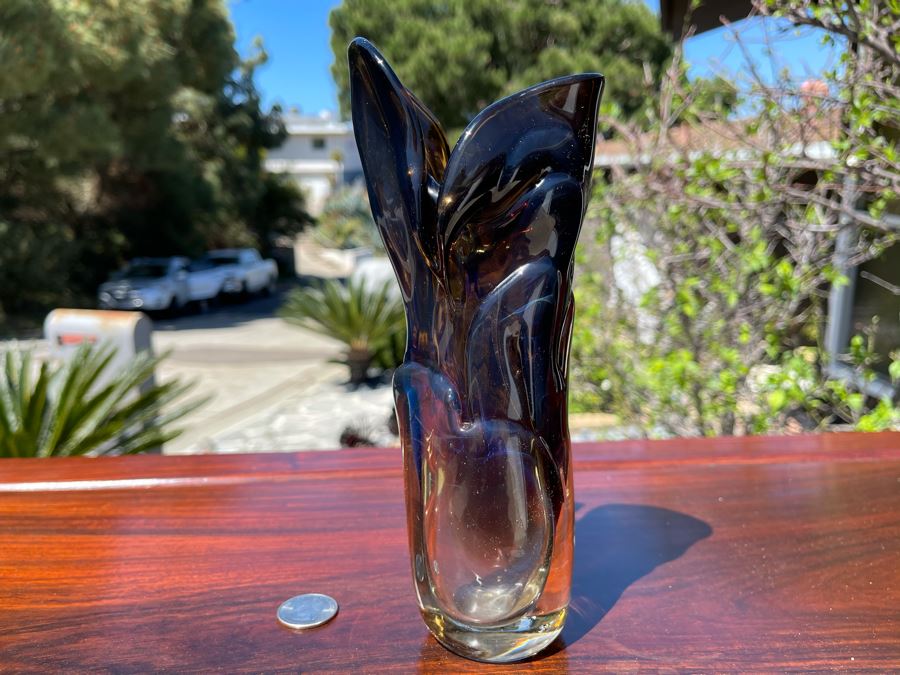 Signed Art Glass Vase By Michael Baylen (American, 20th Century) 8.5H [Photo 1]