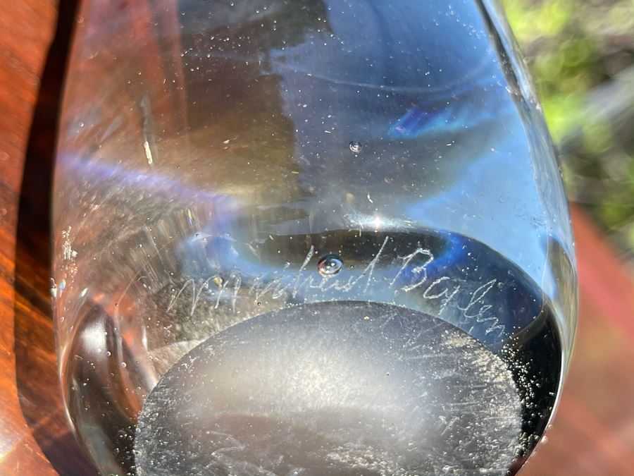 Signed Art Glass Vase By Michael Baylen (American, 20th Century) 8.5H [Photo 11]