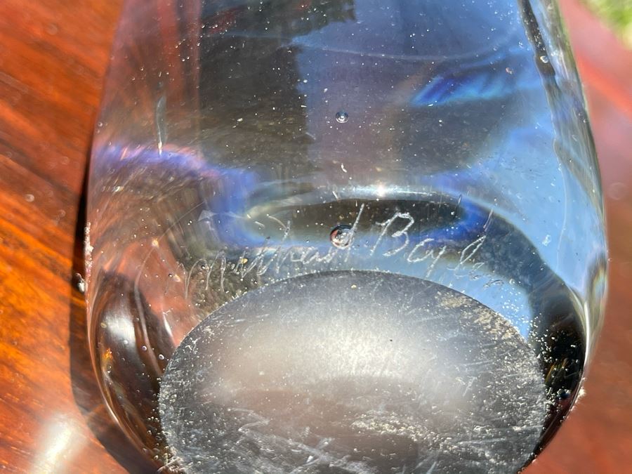 Signed Art Glass Vase By Michael Baylen (American, 20th Century) 8.5H [Photo 10]