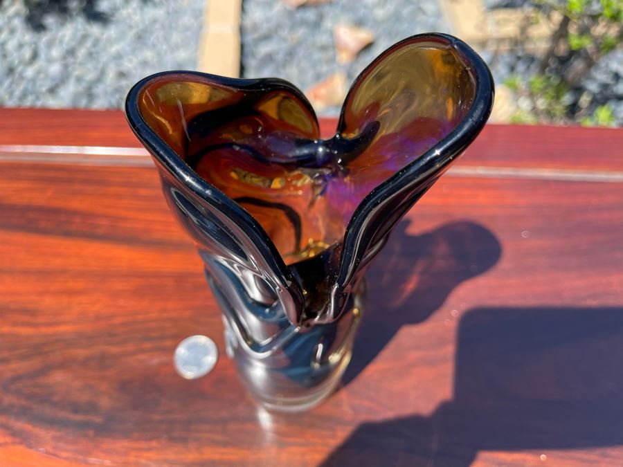 Signed Art Glass Vase By Michael Baylen (American, 20th Century) 8.5H [Photo 6]
