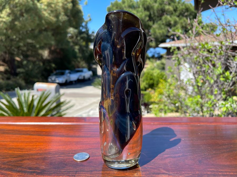 Signed Art Glass Vase By Michael Baylen (American, 20th Century) 8.5H [Photo 7]