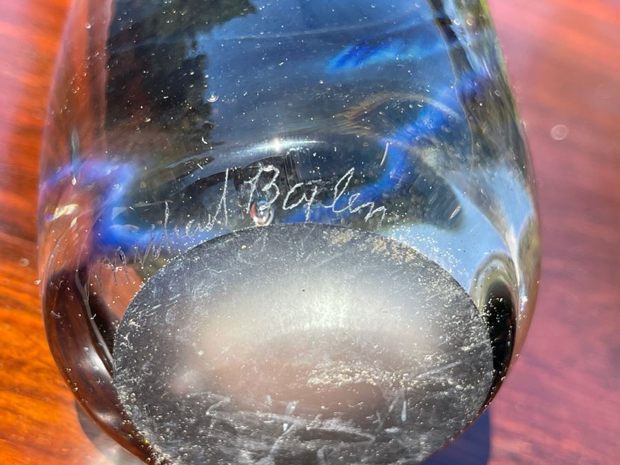 Signed Art Glass Vase By Michael Baylen (American, 20th Century) 8.5H [Photo 12]