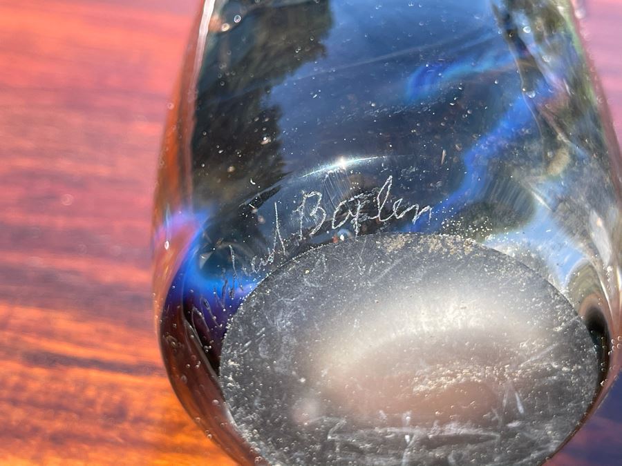 Signed Art Glass Vase By Michael Baylen (American, 20th Century) 8.5H [Photo 13]