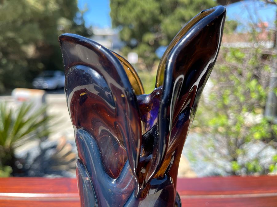 Signed Art Glass Vase By Michael Baylen (American, 20th Century) 8.5H [Photo 4]