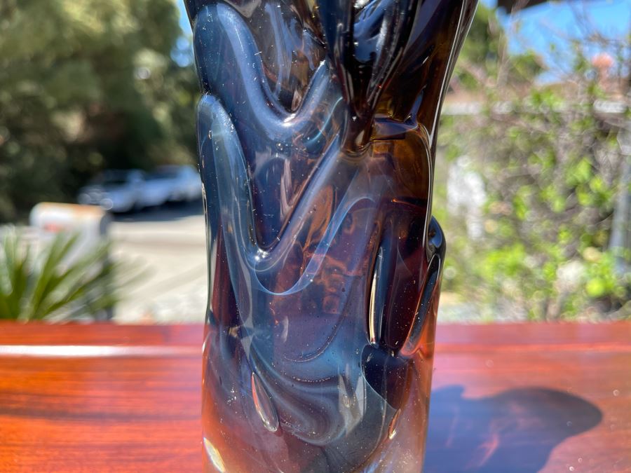Signed Art Glass Vase By Michael Baylen (American, 20th Century) 8.5H [Photo 5]