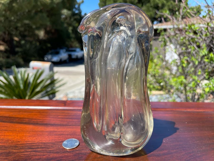 Signed Art Glass Vase Dual Chambers By Michael Baylen (American, 20th Century) 7H [Photo 2]