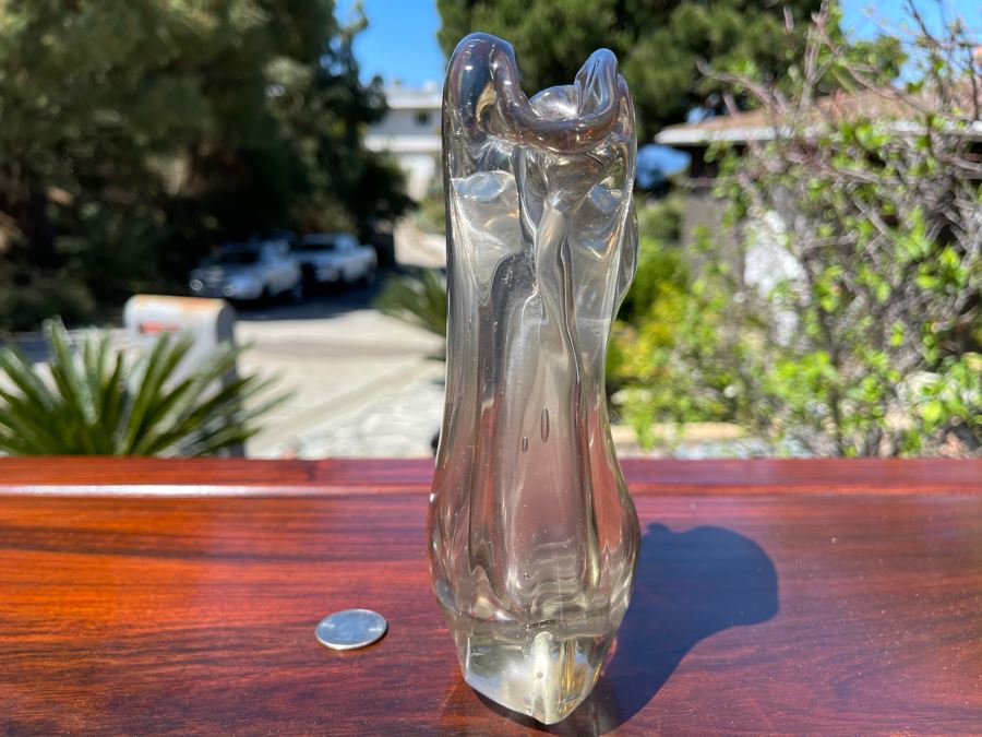 Signed Art Glass Vase Dual Chambers By Michael Baylen (American, 20th ...
