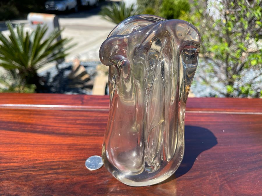 Signed Art Glass Vase Dual Chambers By Michael Baylen (American, 20th Century) 7H [Photo 3]