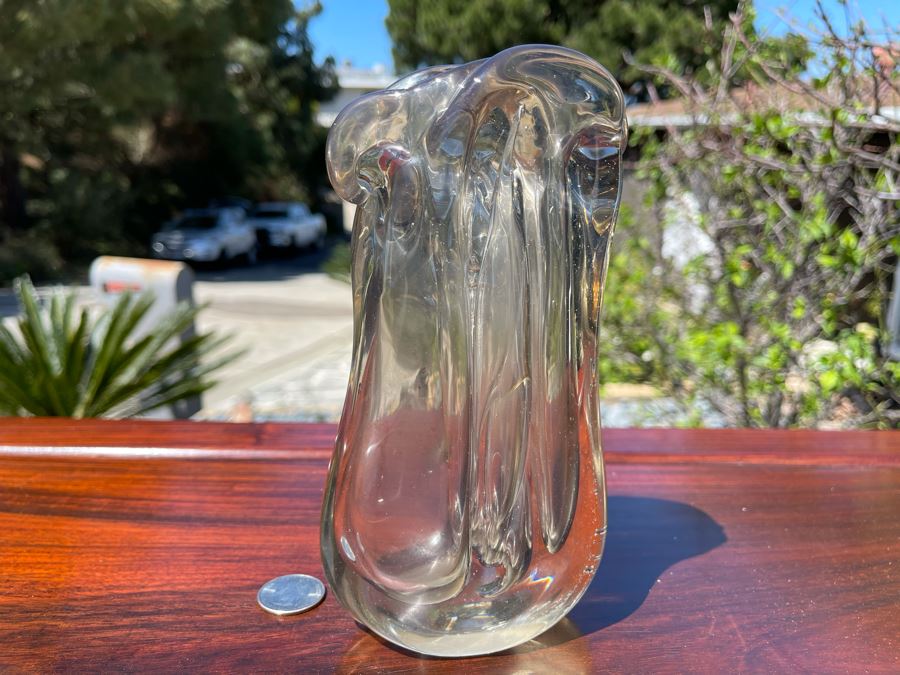 Signed Art Glass Vase Dual Chambers By Michael Baylen (American, 20th Century) 7H [Photo 5]