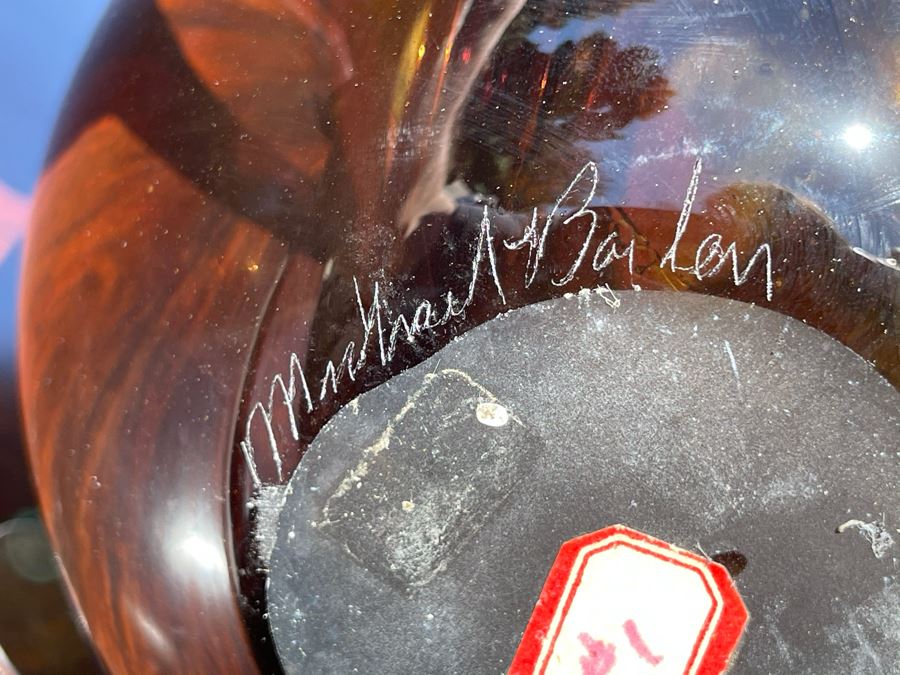 Signed Art Glass Vase By Michael Baylen (American, 20th Century) 6H [Photo 7]