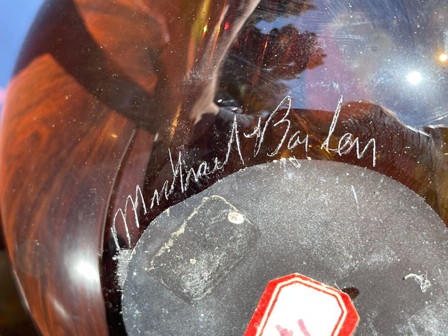 Signed Art Glass Vase By Michael Baylen (American, 20th Century) 6H [Photo 8]
