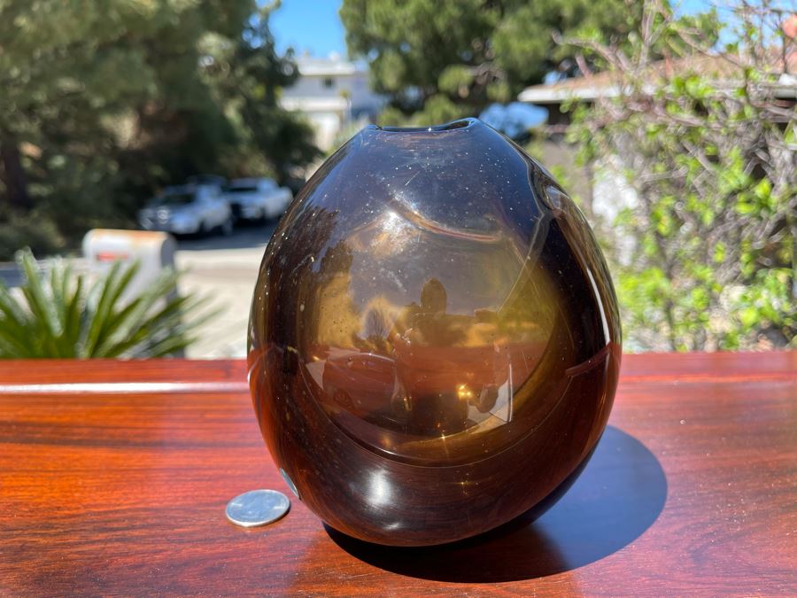 Signed Art Glass Vase By Michael Baylen (American, 20th Century) 6H [Photo 3]