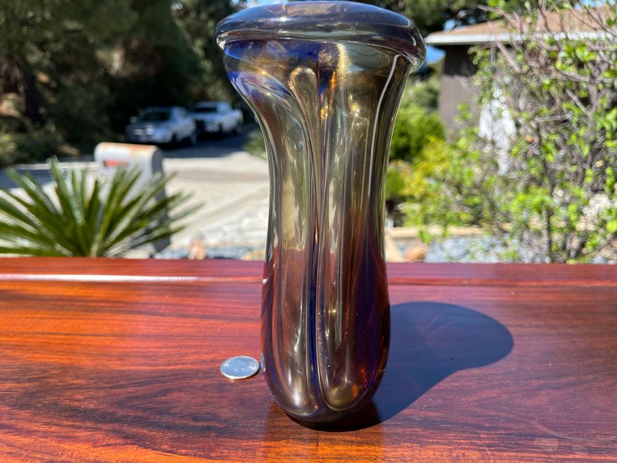 Signed Art Glass Vase Dual Chambers By Michael Baylen (American, 20th Century) 7.5H [Photo 7]