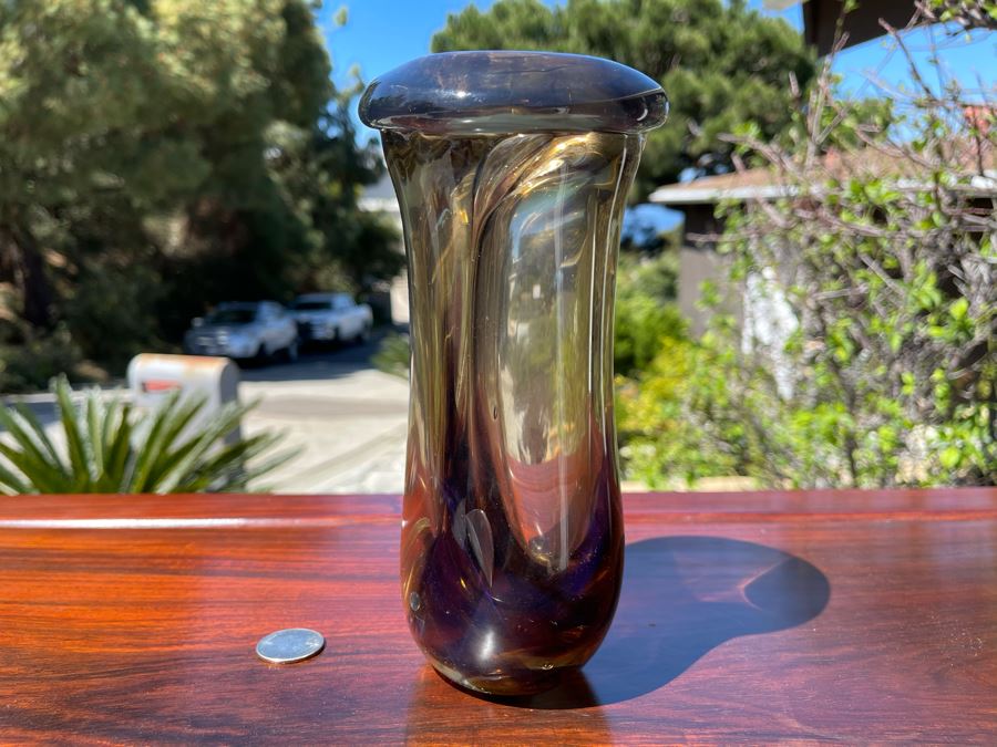 Signed Art Glass Vase Dual Chambers By Michael Baylen (American, 20th Century) 7.5H [Photo 4]