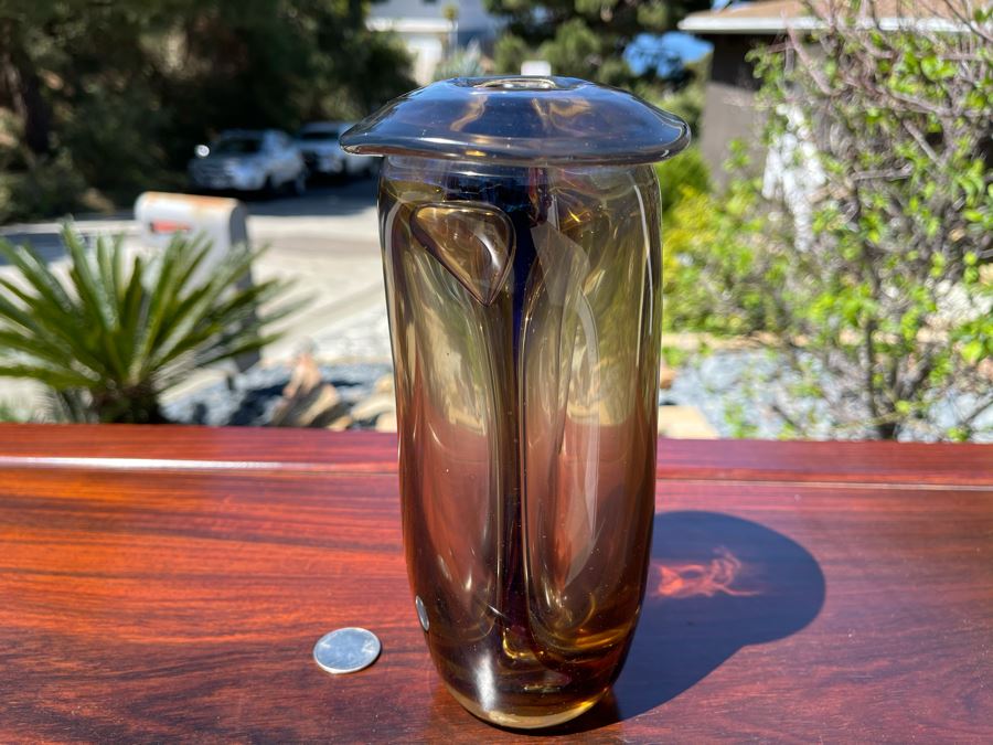 Signed Art Glass Vase By Michael Baylen (American, 20th Century) 7.5H [Photo 1]