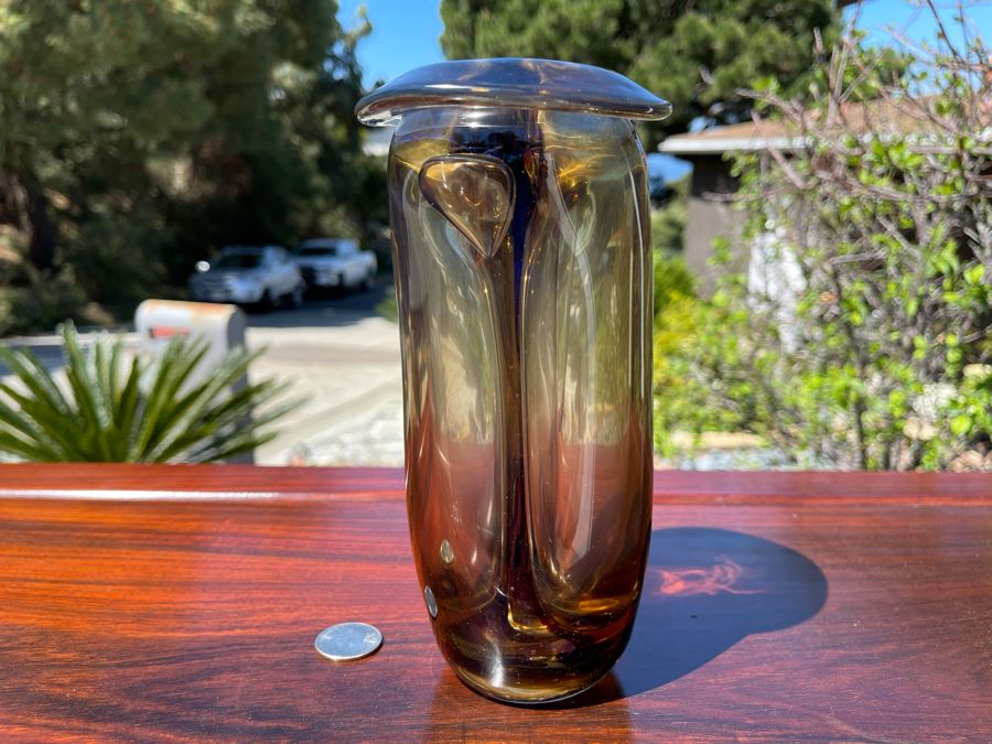 Signed Art Glass Vase By Michael Baylen (American, 20th Century) 7.5H [Photo 2]