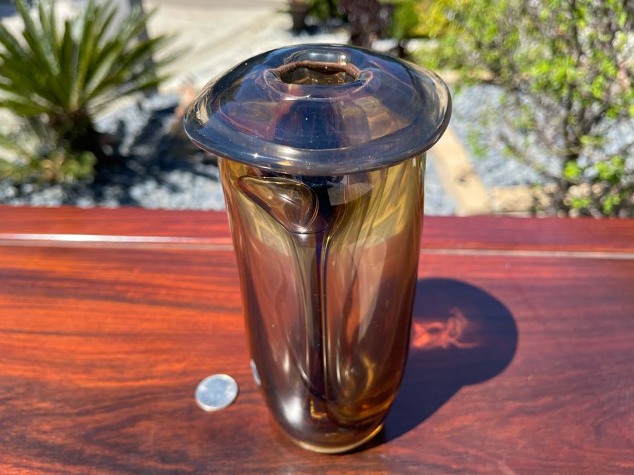 Signed Art Glass Vase By Michael Baylen (American, 20th Century) 7.5H [Photo 3]