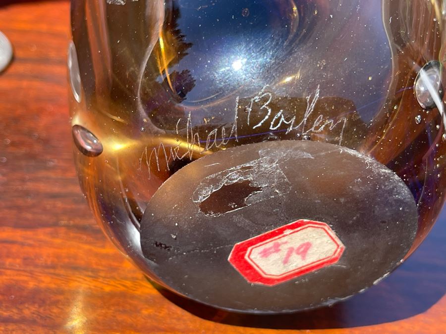 Signed Art Glass Vase By Michael Baylen (American, 20th Century) 7.5H [Photo 10]